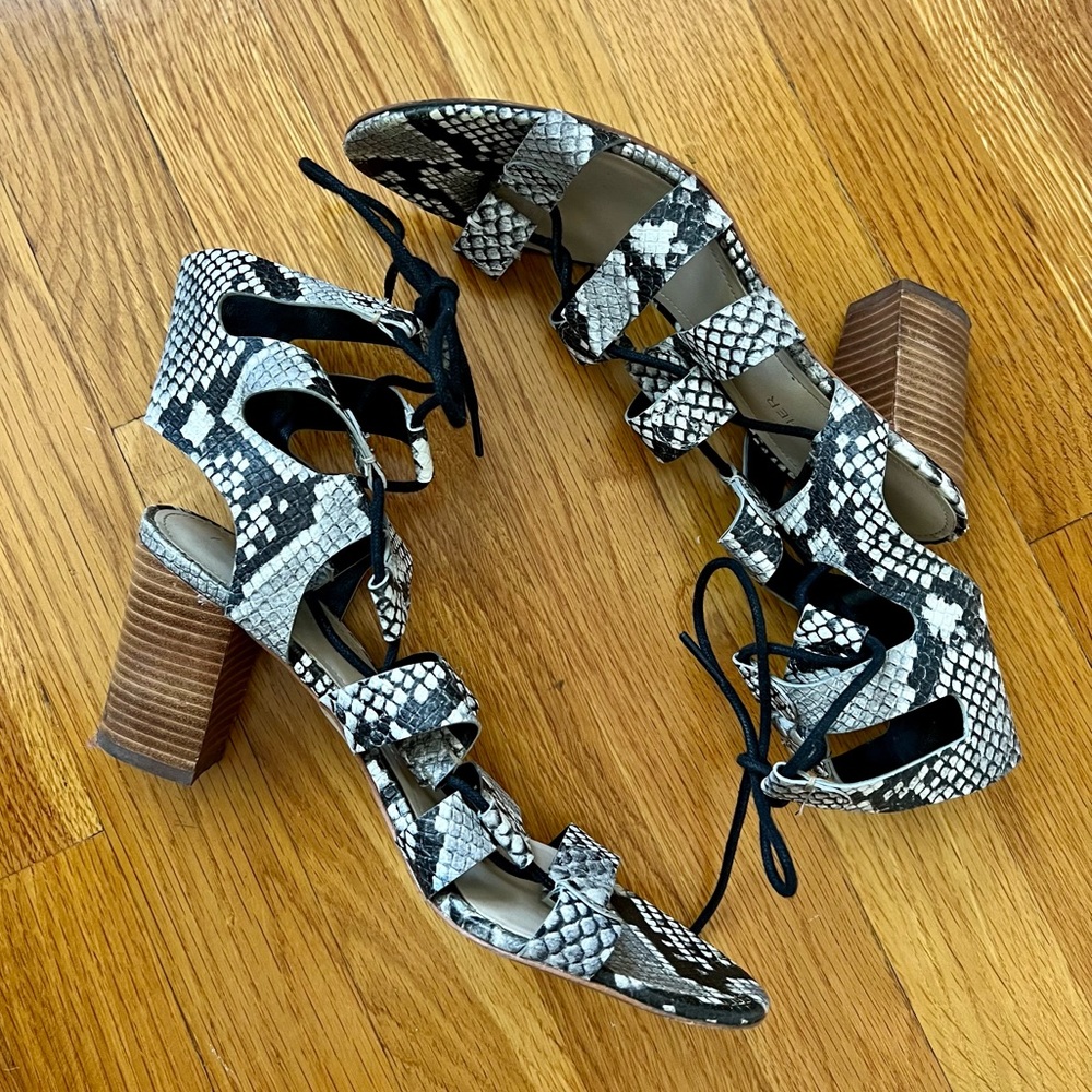Marc Fisher Snake Print Block Heels Lace Up Sigh … - image 5